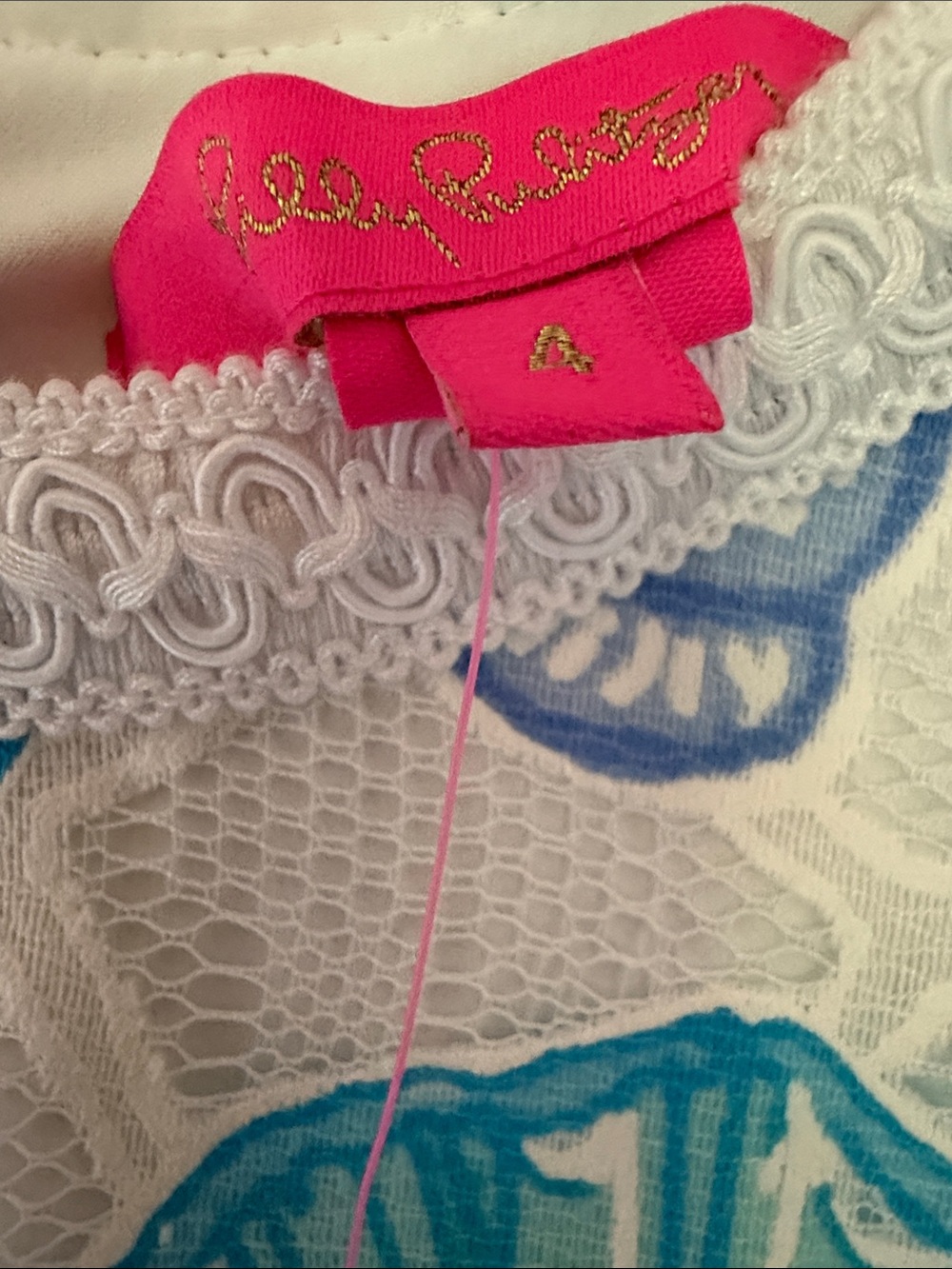 Sea Shell Embroidered Mesh Romper Blue & White - Picture 2 of 4